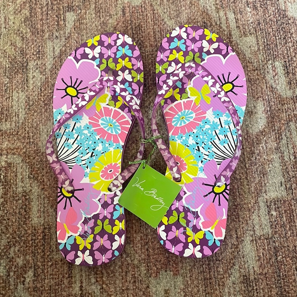 NWT Vera Bradley Flutterby Flip Flops